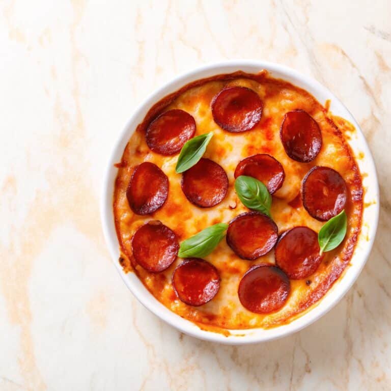 Cottage Cheese Pizza Bowl: Quick, Cheesy, High-Protein Meal in Minutes 5 Cottage cheese pizza bowl with marinara and melted cheese