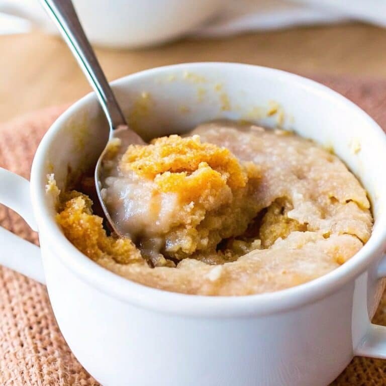 Lemon Mug Cake: Quick, Moist, and Bursting with Flavor 5 served lemon mug cake with lemon garnish