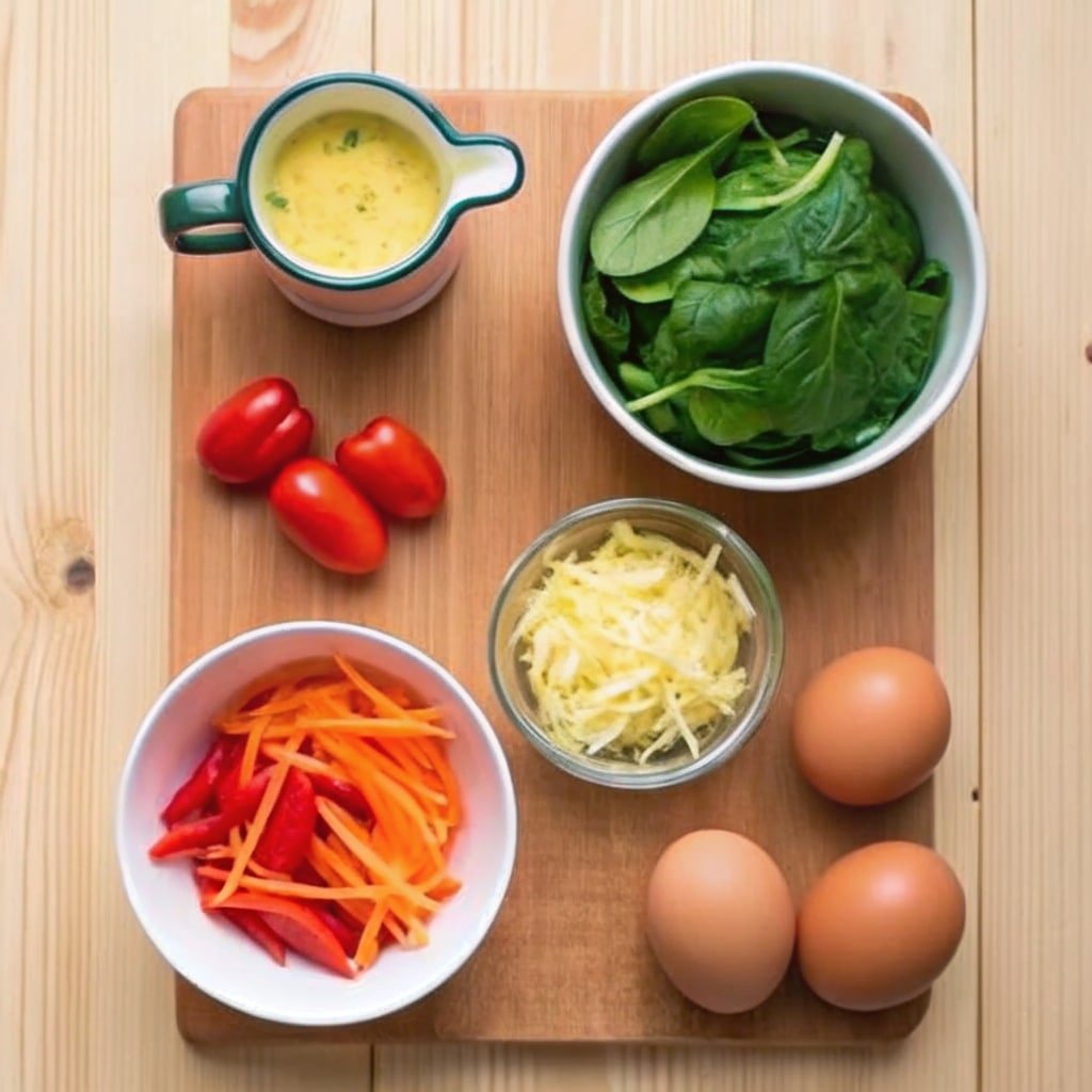 Microwave Mug Quiche Recipe That’s Quick, Healthy, and Delicious 6 microwave mug quiche ingredients laid out