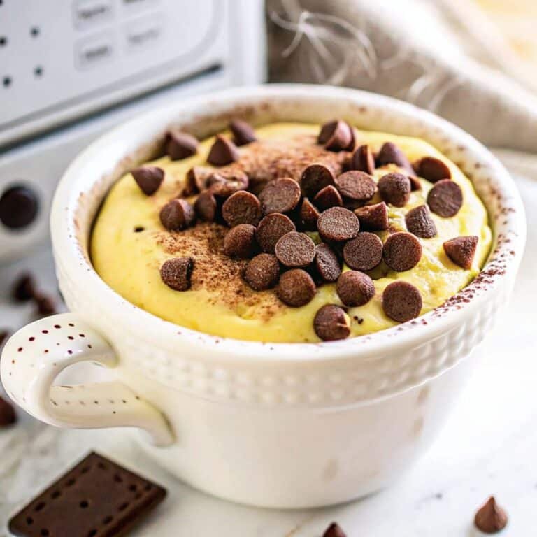 Chocolate Chip Mug Cake That’s Ready in Minutes 5 served chocolate chip mug cake with ice cream