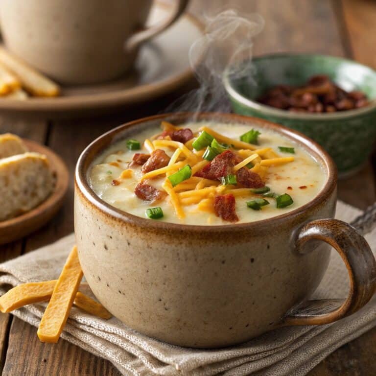 Loaded Baked Potato Soup in a Mug: Easy, Creamy Microwave Recipe 6 Served loaded potato soup in a mug
