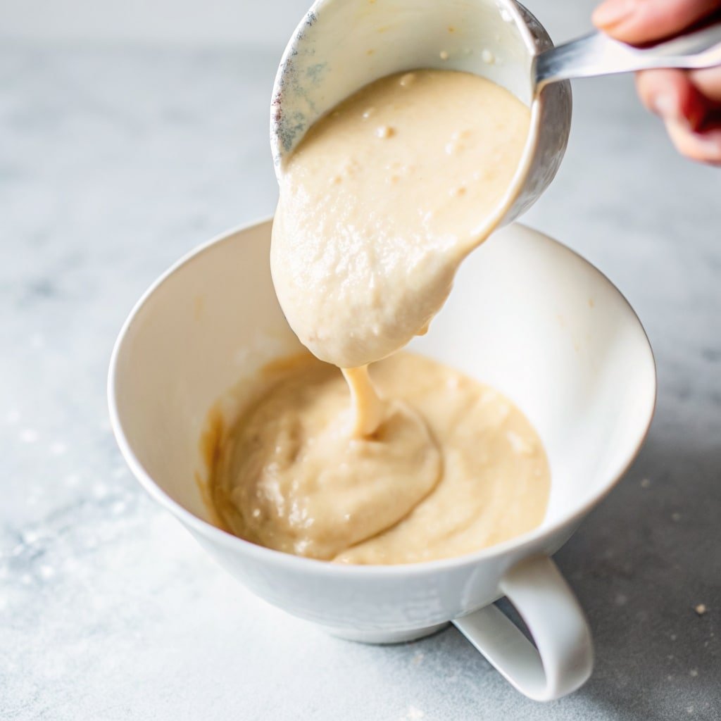 Coffee Mug Cake Without Egg: Quick, Fluffy & Delicious 7 pouring coffee mug cake without egg batter